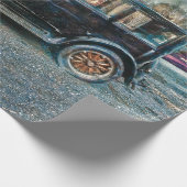 ヴィンテージ素朴アンティーク黒老車 ラッピングペーパー (角)