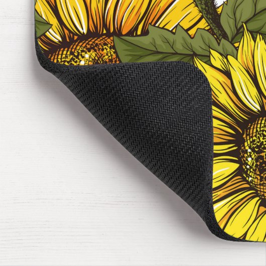 ヴィンテージ素朴イエローオレンジヒマワリ マウスパッド (コーナー)