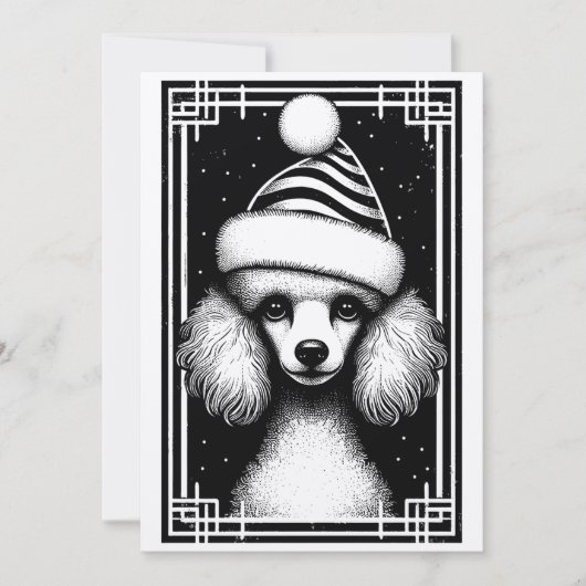 ヴィンテージ素朴インスパイアプードルのクリスマスカード シーズンカード (正面)