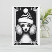 ヴィンテージ素朴インスパイアプードルのクリスマスカード シーズンカード (スタンド正面)