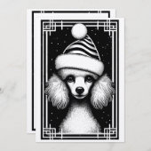 ヴィンテージ素朴インスパイアプードルのクリスマスカード シーズンカード (正面/裏面)