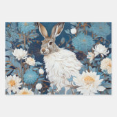 ヴィンテージ素朴イースターフローラウサギ ラッピングペーパーシート (正面3)