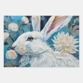 ヴィンテージ素朴イースターフローラウサギ ラッピングペーパーシート (正面2)