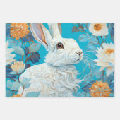 ヴィンテージ素朴イースターフローラウサギ ラッピングペーパーシート (正面)