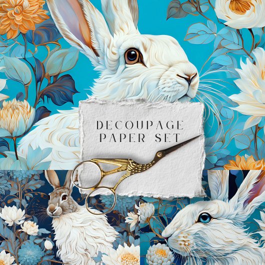 ヴィンテージ素朴イースターフローラウサギ ラッピングペーパーシート