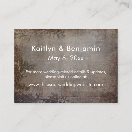 ヴィンテージ素朴ウェディング宿泊施設カードの挿入 エンクロージャーカード (裏面)