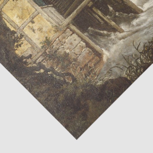 ヴィンテージ素朴ウォーターミルアンティーク景観 薄葉紙 (詳細)