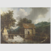 ヴィンテージ素朴ウォーターミルアンティーク景観 薄葉紙 (正面)