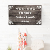 ヴィンテージ素朴ウッドカントリーウェディングウェルカム 横断幕 (インサイチュ)