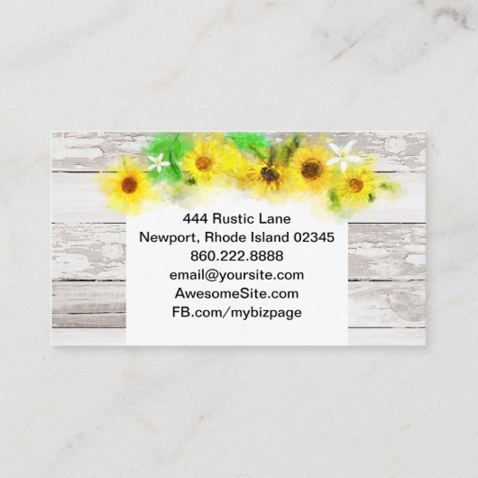 ヴィンテージ素朴ウッドサンフラワーズレモン柑橘類 名刺 (裏面)