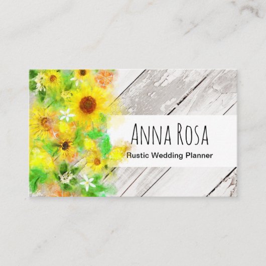 *~*ヴィンテージ素朴ウッドサンフラワーレモンシトラス 名刺 (正面)