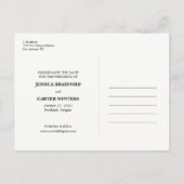 ヴィンテージ素朴ウッドタイポグラフィ写真の保存日付 案内ポストカード (裏面)