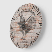 ヴィンテージ素朴ウッドファミリーネームファームルースター ラージ壁時計 (傾斜)