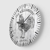 ヴィンテージ素朴ウッドファミリーネームファームルースター ラージ壁時計 (傾斜)