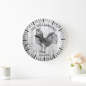 ヴィンテージ素朴ウッドファミリーネームファームルースター ラージ壁時計 (ホーム)