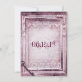ヴィンテージ素朴ウッドフレームパープルウェディング招待状 招待状 (裏面)