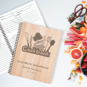 ヴィンテージ素朴ウッドブラウン料理レシピクックブック ノートブック