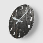 ヴィンテージ素朴ウッドブラックファームハウス ラウンド壁時計 (傾斜)