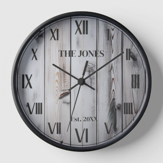 ヴィンテージ素朴ウッドホワイトファームハウス 壁時計 (正面)