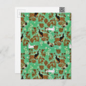 ヴィンテージ素朴ウッドランドフラワーズバニーラビット ポストカード (正面/裏面)