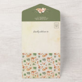 ヴィンテージ素朴ウッドランド眠るキツネベビーシャワー オールインワン招待状 (外側)