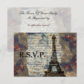 ヴィンテージ素朴エッフェルタワーRsvp 出欠カード (正面/裏面)