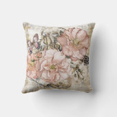 ヴィンテージ素朴エフエマピンクフローラ クッション (裏面)