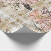 ヴィンテージ素朴エフエマピンクフローラ ラッピングペーパー (角)