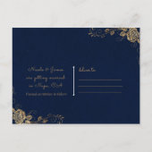 ヴィンテージ素朴エレガントバラコーナー日付の保存 案内ポストカード (裏面)