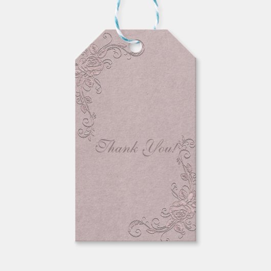 ヴィンテージ素朴エレガントバラコーナ結婚ーズ ギフトタグ (正面)