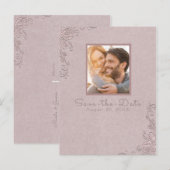 ヴィンテージ素朴エレガントバラ写真Save the Date 案内ポストカード (正面/裏面)