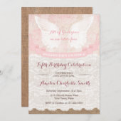 ヴィンテージ素朴エンジェル誕生日パーティー/任意の年齢 招待状 (正面/裏面)