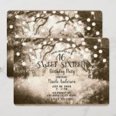 ヴィンテージ素朴エンチャントフォレストライトスウィート16 招待状 (正面/裏面)