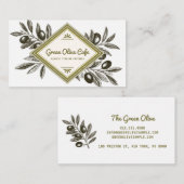 ヴィンテージ素朴オリーブの枝フレームレストラン 名刺 (正面/裏面)