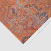 ヴィンテージ素朴オレンジと青の織物パターン 薄葉紙 (詳細)