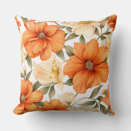 ヴィンテージ素朴オレンジオータムフラワーパターン クッション