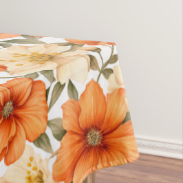 ヴィンテージ素朴オレンジオータムフラワーパターン テーブルクロス