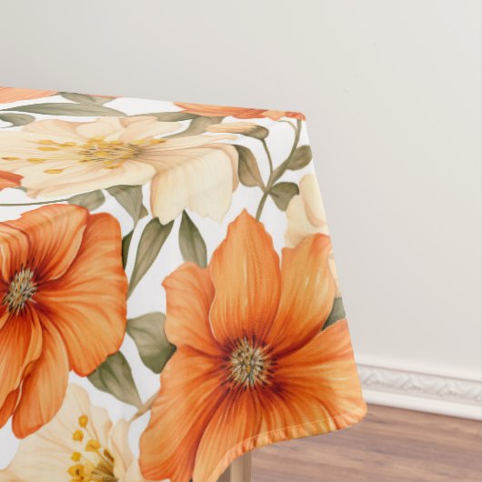 ヴィンテージ素朴オレンジオータムフラワーパターン テーブルクロス (インサイチュ)