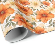 ヴィンテージ素朴オレンジオータムフラワーパターン