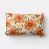 ヴィンテージ素朴オレンジオータムフラワーパターン ランバークッション (裏面)