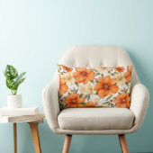 ヴィンテージ素朴オレンジオータムフラワーパターン ランバークッション (椅子)