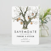 ヴィンテージ素朴オークツリー結婚式の日付を保存 セーブザデート (スタンド正面)