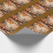 ヴィンテージ素朴オータムコテージコアパンプキンギフト ラッピングペーパー (角)