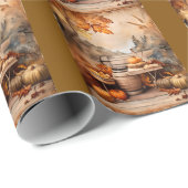 ヴィンテージ素朴オータムコテージコアパンプキンギフト ラッピングペーパー (ロールコーナー)