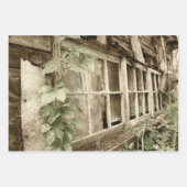 ヴィンテージ素朴オールドウッドバーンウィンドウ ラッピングペーパーシート (正面)