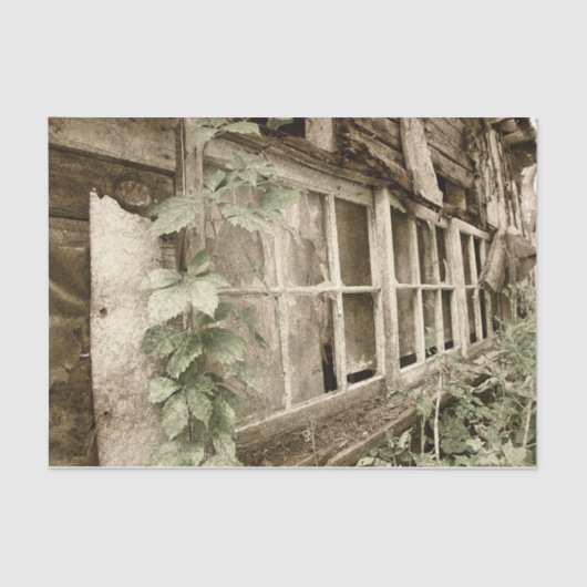 ヴィンテージ素朴オールドウッドバーンウィンドウ 薄葉紙 (正面)