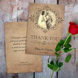 ヴィンテージ素朴オールドパーチビクトリアンン結婚ズ サンキューカード