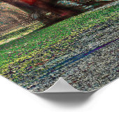 ヴィンテージ素朴オールドレッドティール(緑がかった色)テクスチャバーン ポスター (角)