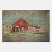 ヴィンテージ素朴オールドレッドテクスチャマーン ラッピングペーパーシート (正面3)