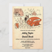 ヴィンテージ素朴オールド結婚したカップルレトロ結婚ズ 招待状 (正面)